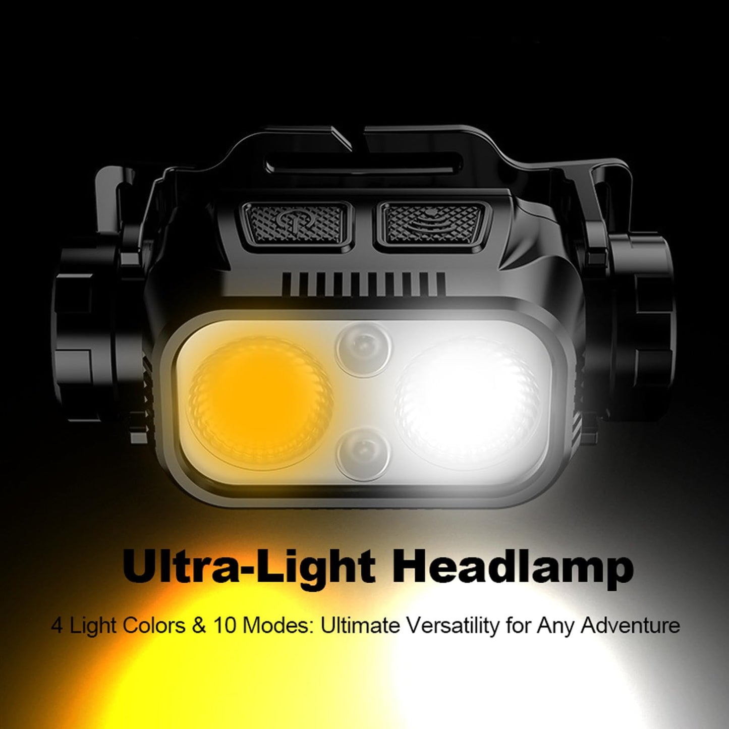 Head Torch Rechargeable, 3000mAh Super Bright 4-Color Light with Smart Sensor, Emergency Red & Blue Flash Mode, 200m Beam, 10Hrs Runtime, 45° Tiltable, Waterproof for Camping [Energy Class A]