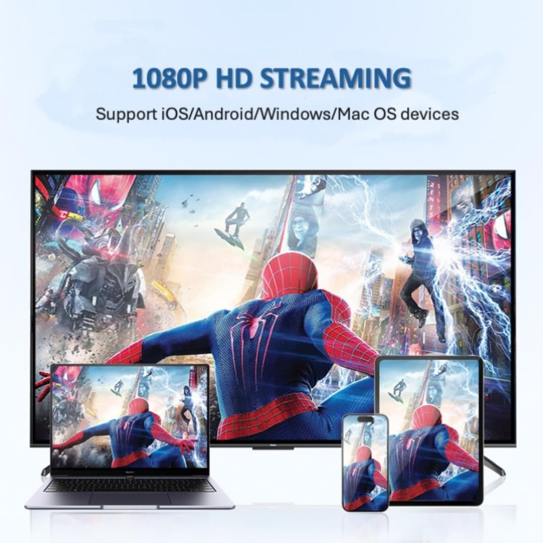 Chromecast Device for TV, XiaoMan Chromecast Google, 1080P Wireless HDMI Screen Mirroring via 2.4G/5G for iPhone/Android/Windows, Supports Airplay & Miracast