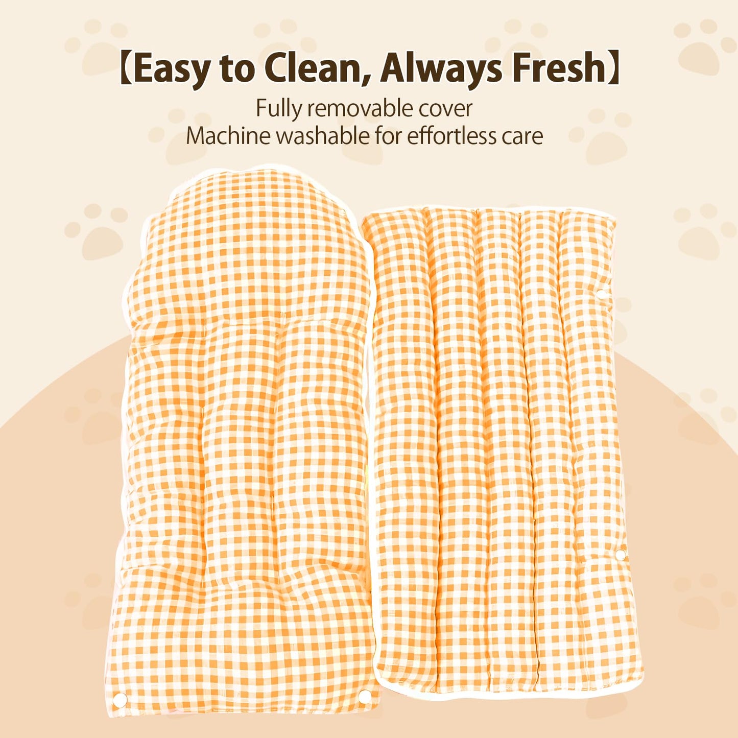 XiaoMan 2WAY Convertible Cat Bed, Winter Warm Cat Cave with Removable Washable Cover, Reversible Plush Arctic Fleece Hooded Donut Pet Bed for Indoor Cats & Small Dogs, Foldable（Orange）