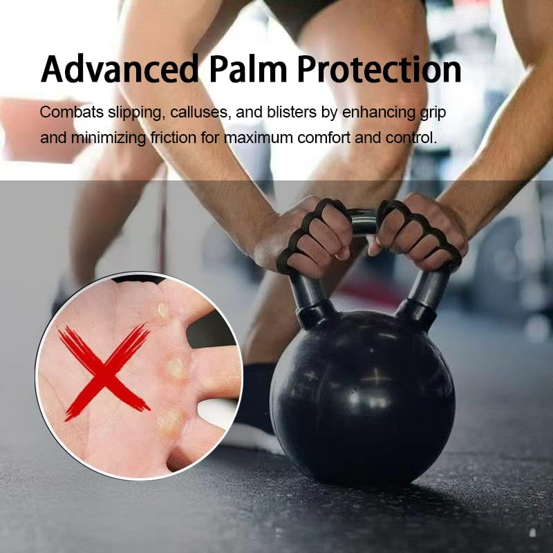 Non-Slip Silicone Gym Hand Grips – Ergonomic Weightlifting Gloves for Men & Women, Fingerless Palm Protectors for Dumbbells, Barbells, Pull-Ups – Anti-Slip Workout Lifting Grip