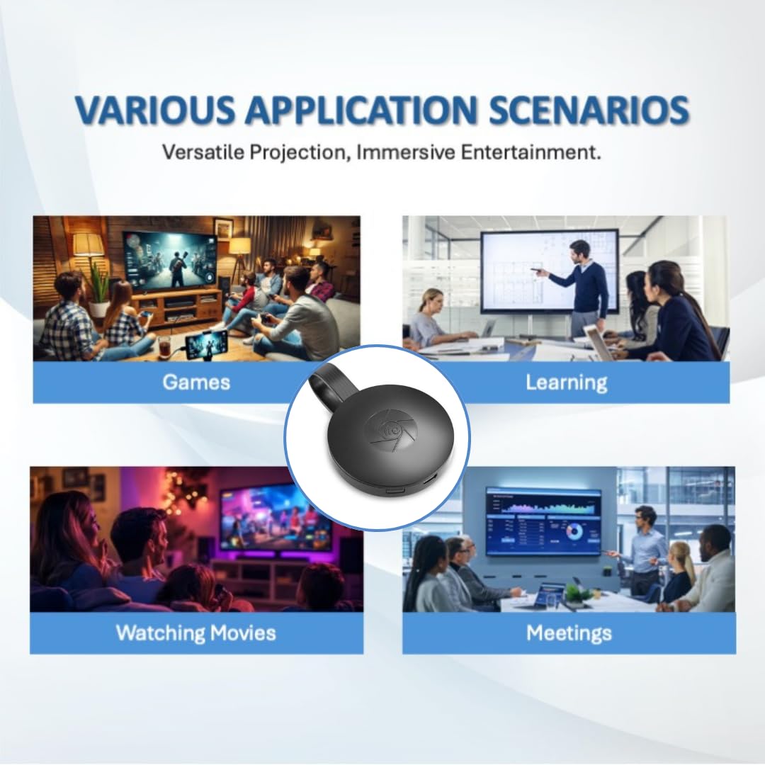 Chromecast Device for TV, XiaoMan Chromecast Google, 1080P Wireless HDMI Screen Mirroring via 2.4G/5G for iPhone/Android/Windows, Supports Airplay & Miracast