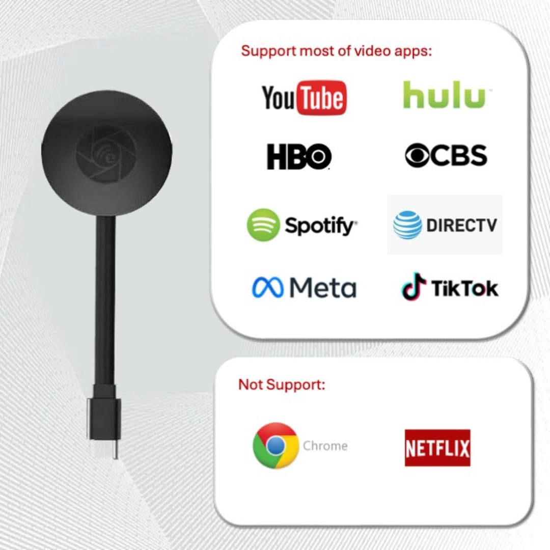 Chromecast Device for TV, XiaoMan Chromecast Google, 1080P Wireless HDMI Screen Mirroring via 2.4G/5G for iPhone/Android/Windows, Supports Airplay & Miracast